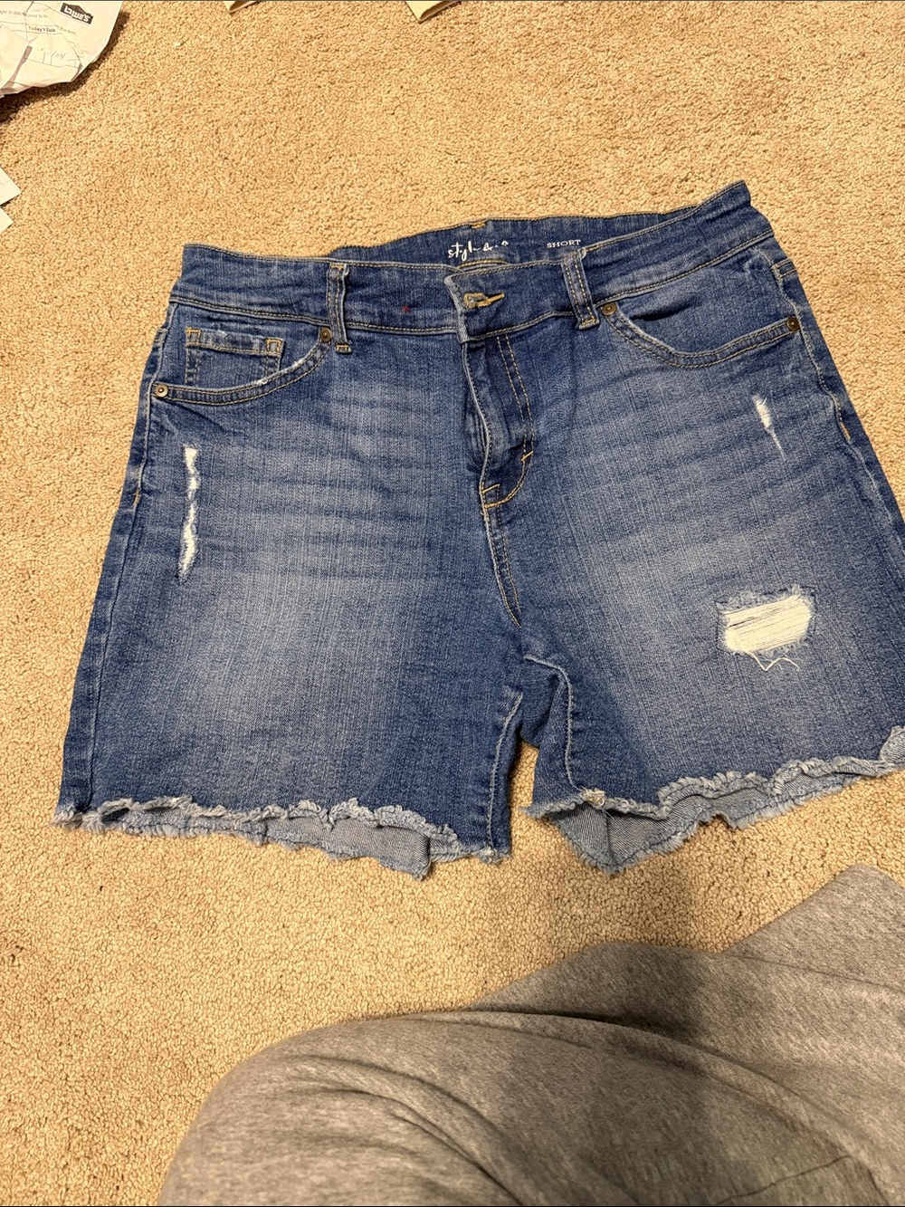 Style & Co. Distressed Blue Denim Jean Shorts